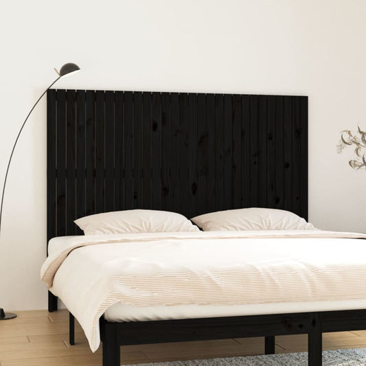 Solid Wood Pine Wall Headboard Black 185x3x110 cm
