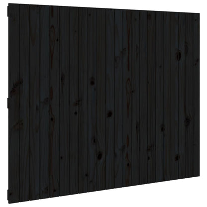 Solid Pine Wall Headboard Black 140x3x110 cm