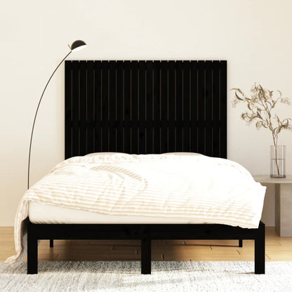 Solid Pine Wall Headboard Black 140x3x110 cm