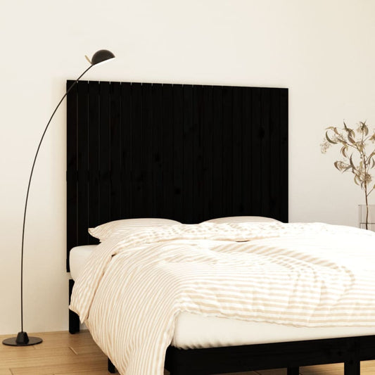 Solid Pine Wall Headboard Black 140x3x110 cm
