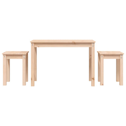 Pine Solid Wood Nesting Tables 3-Piece Set - Natural Finish