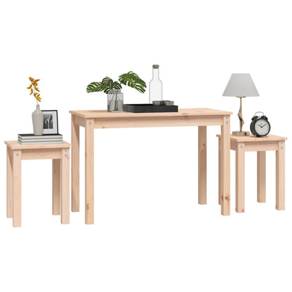 Pine Solid Wood Nesting Tables 3-Piece Set - Natural Finish