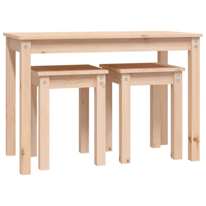 Pine Solid Wood Nesting Tables 3-Piece Set - Natural Finish