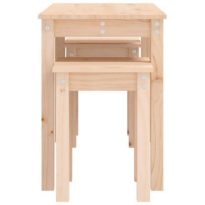 Pine Solid Wood Nesting Tables 3-Piece Set - Natural Finish