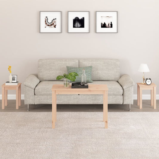 Pine Solid Wood Nesting Tables 3-Piece Set - Natural Finish