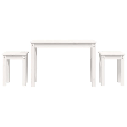 3-Piece White Solid Pine Wood Nesting Tables Set