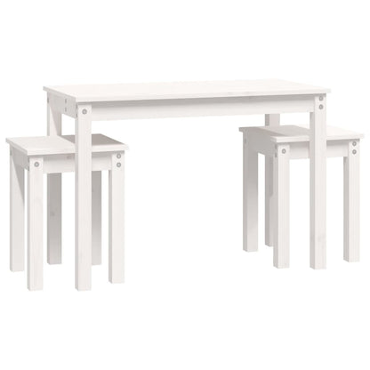 3-Piece White Solid Pine Wood Nesting Tables Set