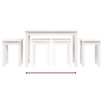 3-Piece White Solid Pine Wood Nesting Tables Set