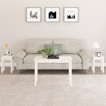 3-Piece White Solid Pine Wood Nesting Tables Set