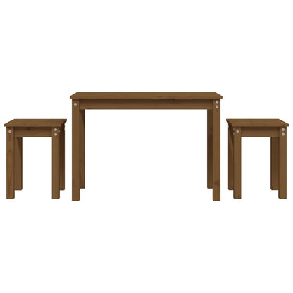 3-Piece Nesting Tables Set - Solid Pine Wood, Honey Brown