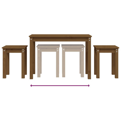 3-Piece Nesting Tables Set - Solid Pine Wood, Honey Brown