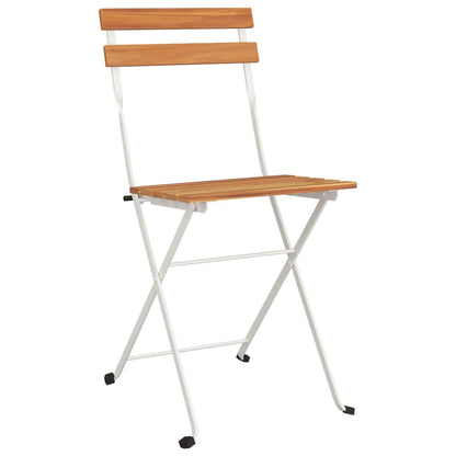 2-Piece Solid Acacia Wood & Steel Folding Bistro Chairs Set