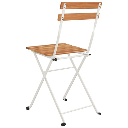 2-Piece Solid Acacia Wood & Steel Folding Bistro Chairs Set