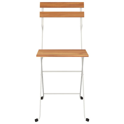 Solid Acacia & Steel Folding Bistro Chairs Set of 4 - Durable Design