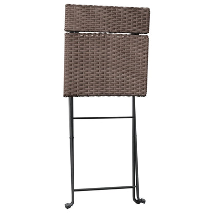 Brown Poly Rattan & Steel Folding Bistro Chairs Set of 2