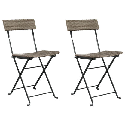 Grey Poly Rattan & Steel Folding Bistro Chairs - Set of 2