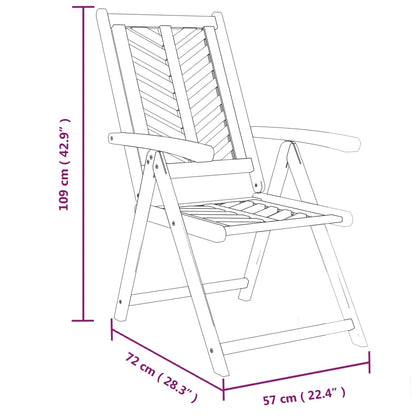 Premium Solid Wood Acacia Reclining Garden Chairs - Set of 3