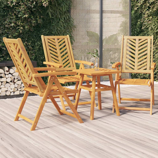 Premium Solid Wood Acacia Reclining Garden Chairs - Set of 3