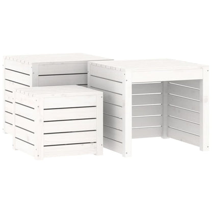 3-Piece White Solid Wood Pine Garden Box Set
