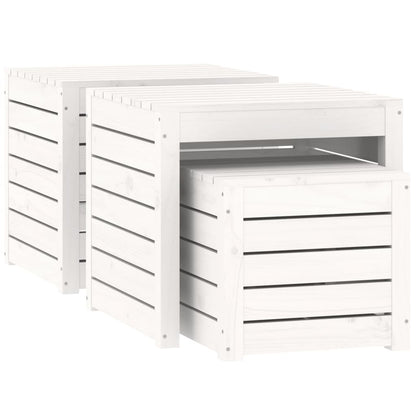 3-Piece White Solid Wood Pine Garden Box Set