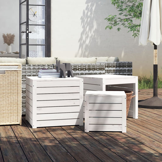 3-Piece White Solid Wood Pine Garden Box Set