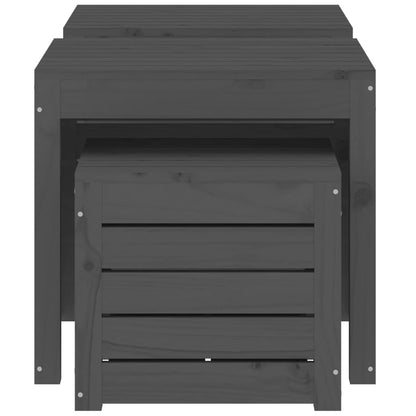 3 Piece Garden Box Set in Grey Solid Pine Wood