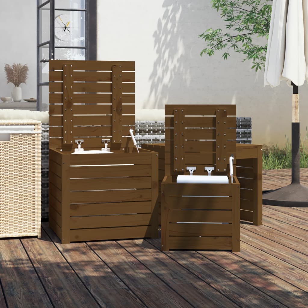 3-Piece Honey Brown Pine Garden Box Set - Solid Wood Planters