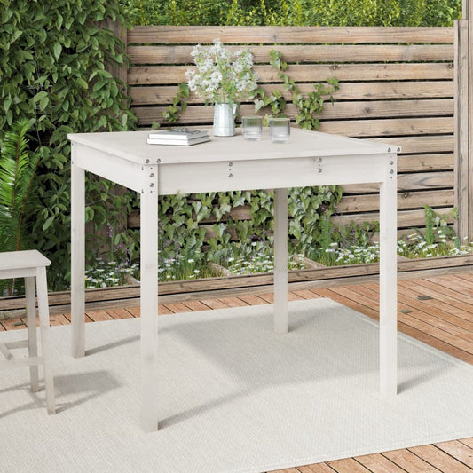 Solid Pine Wood Garden Table - White, 82.5cm Square