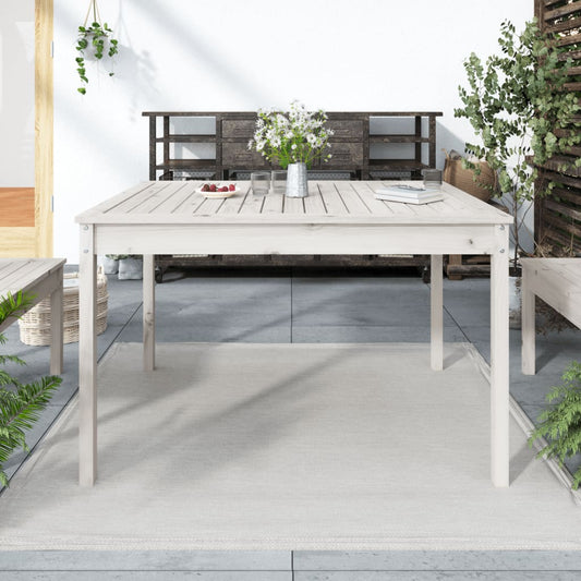 Solid Pine Wood Garden Table - White, 121x82.5x76 cm