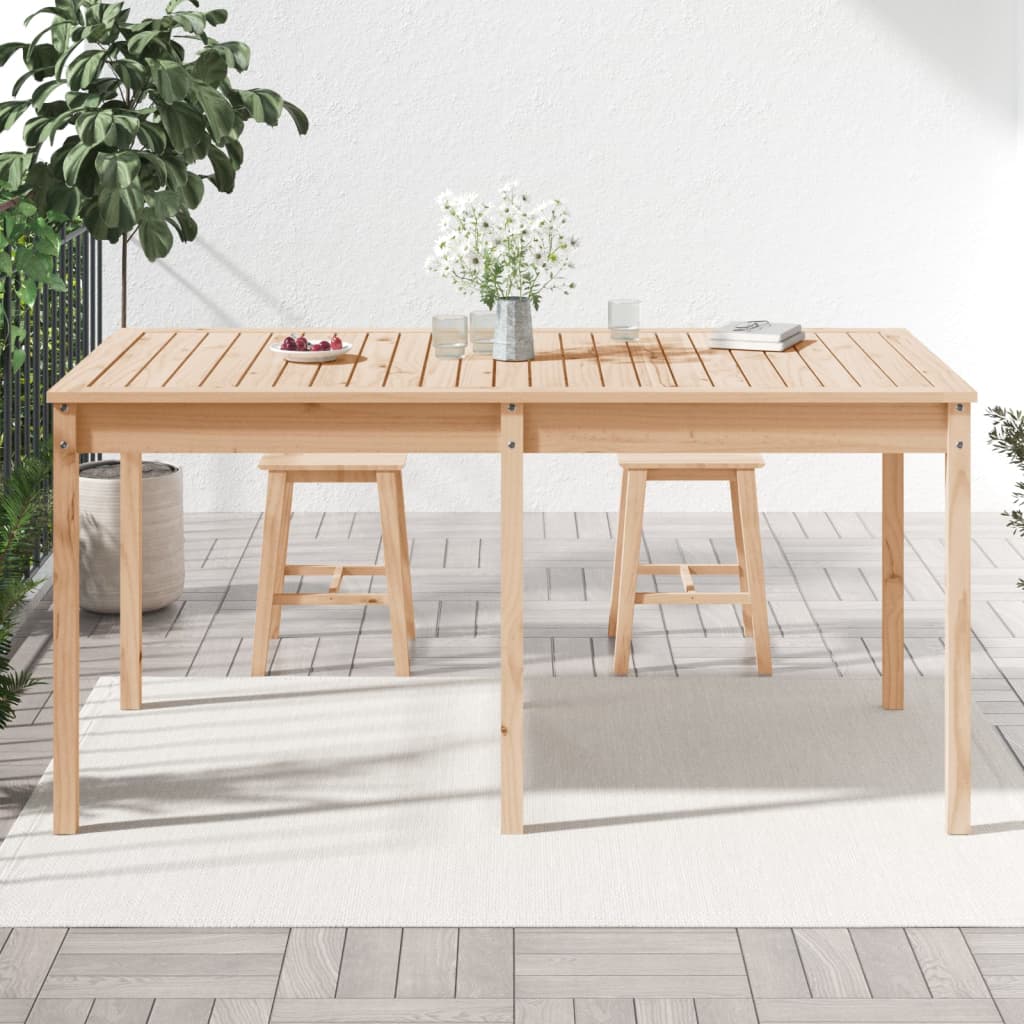 Solid Pine Wood Garden Table, 159.5x82.5x76 cm, Natural Finish