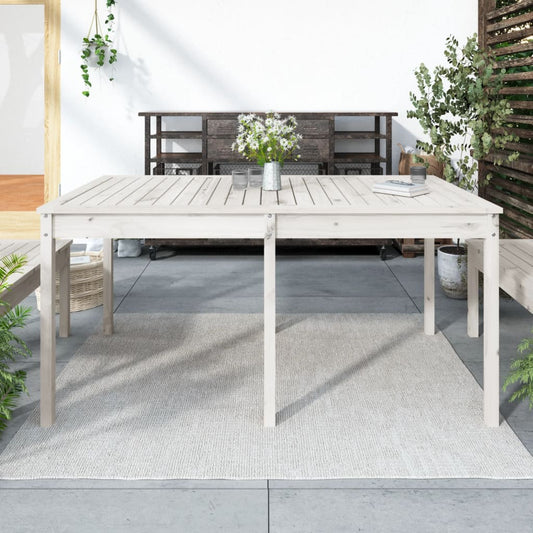 Solid Pine Wood Garden Table - White, 159.5x82.5x76 cm