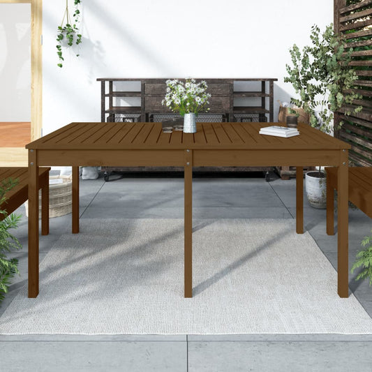 Solid Pine Wood Garden Table - Honey Brown, 159.5x82.5x76 cm