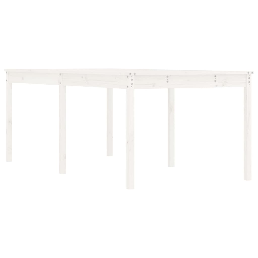 Solid Pine Wood Garden Table - White, 203.5x100x76 cm