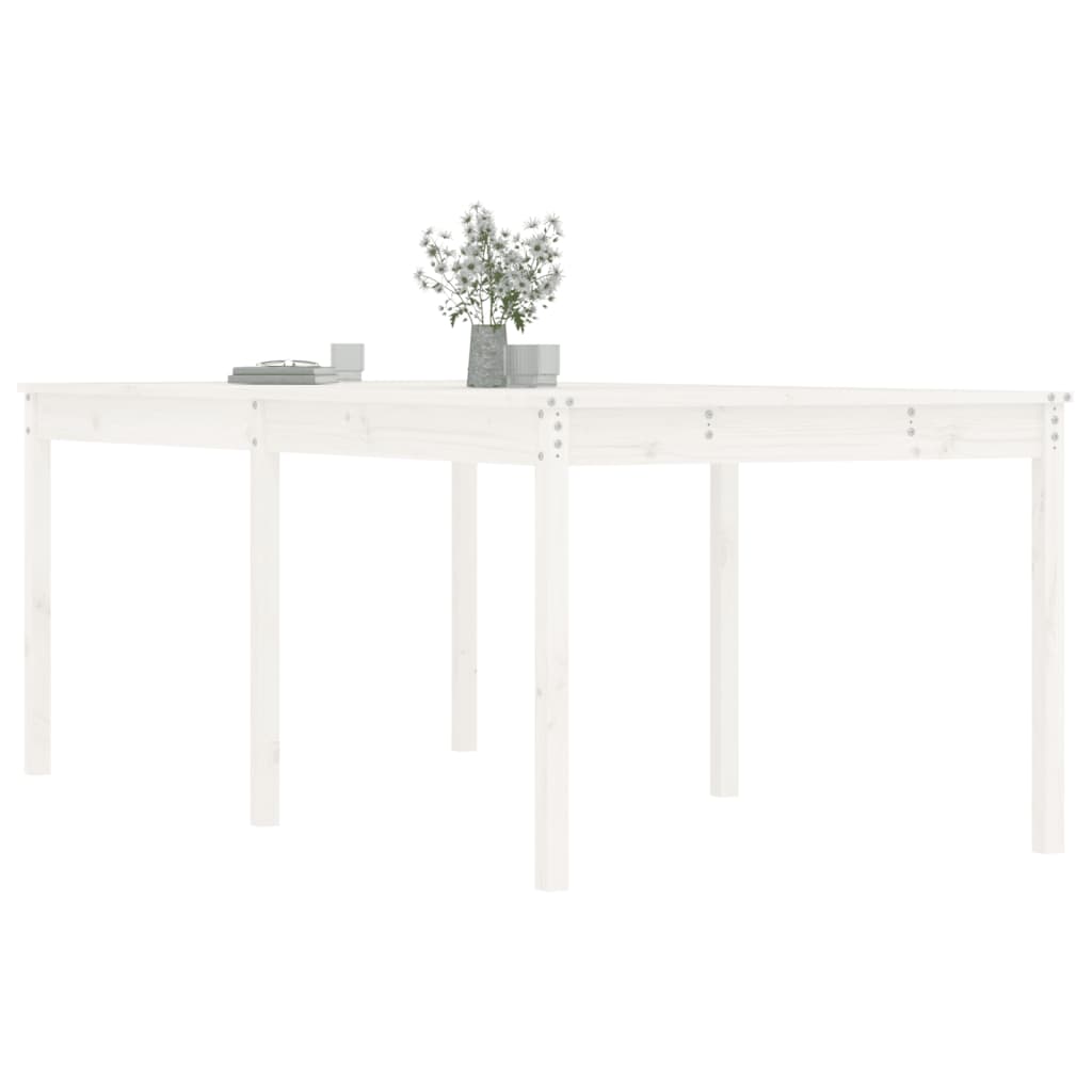 Solid Pine Wood Garden Table - White, 203.5x100x76 cm