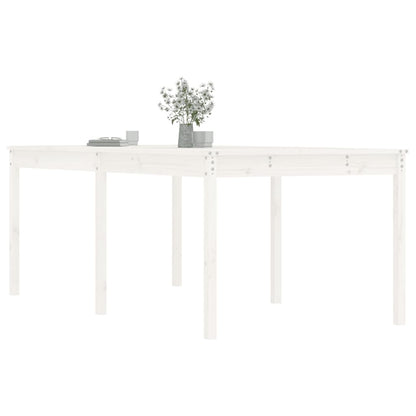 Solid Pine Wood Garden Table - White, 203.5x100x76 cm