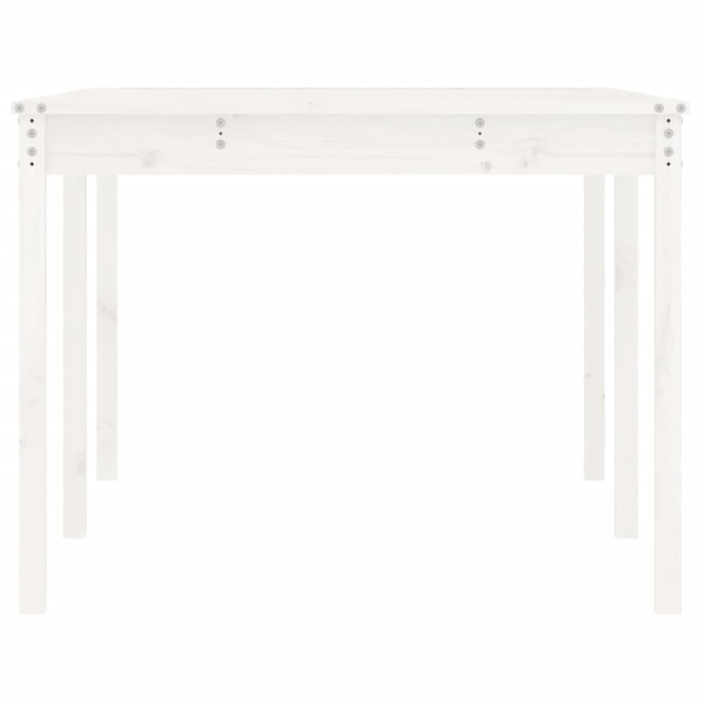 Solid Pine Wood Garden Table - White, 203.5x100x76 cm