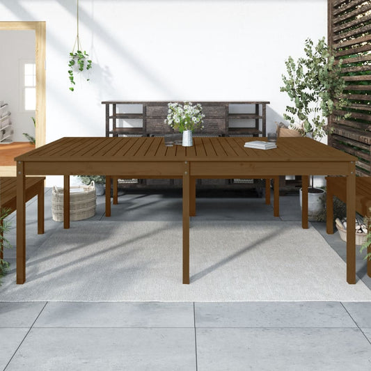 Solid Pine Wood Garden Table - Honey Brown, 203.5x100x76 cm