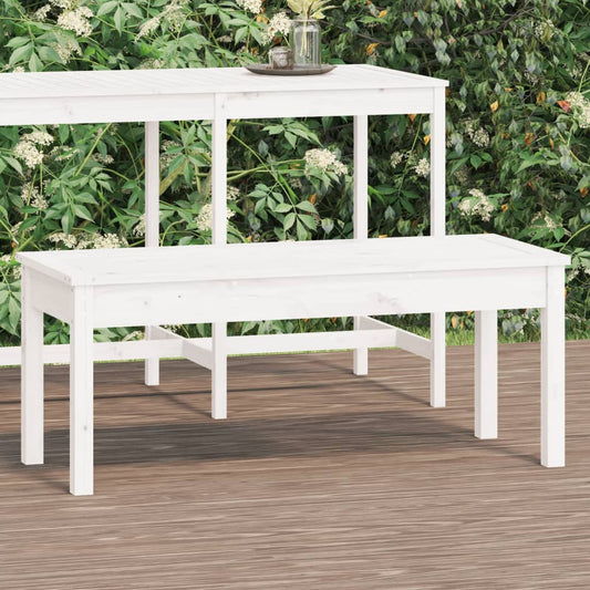 Solid Pine Garden Bench - White, 109x44x45 cm