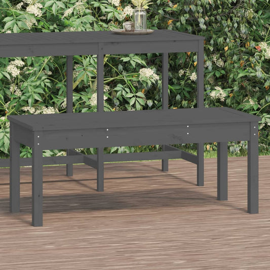 Solid Pine Garden Bench, Grey, 109x44x45 cm - Durable Outdoor Seating