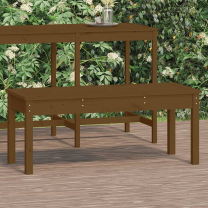 Solid Pine Garden Bench, Honey Brown - 109x44x45 cm