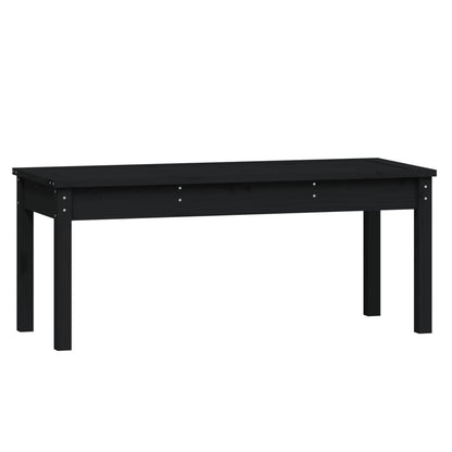 Solid Pine Garden Bench in Black, 109x44x45 cm