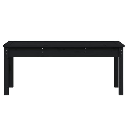 Solid Pine Garden Bench in Black, 109x44x45 cm