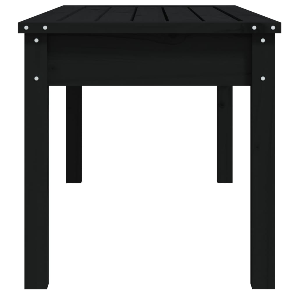 Solid Pine Garden Bench in Black, 109x44x45 cm