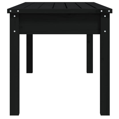 Solid Pine Garden Bench in Black, 109x44x45 cm