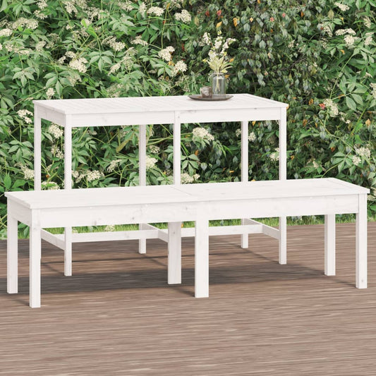 White Solid Pine 2-Seater Garden Bench 159.5x44x45 cm