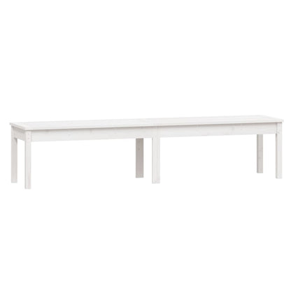 White Solid Wood Pine 2-Seater Garden Bench, 203.5x44x45 cm