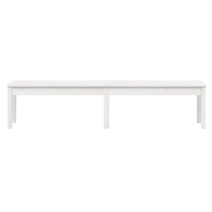 White Solid Wood Pine 2-Seater Garden Bench, 203.5x44x45 cm