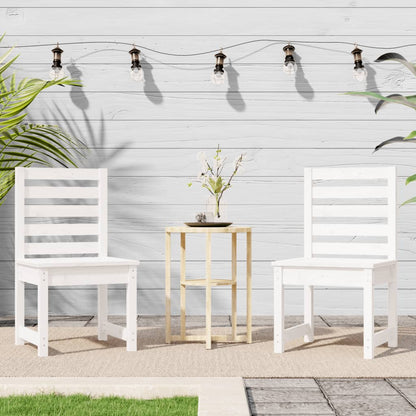 White Solid Pine Wood Garden Chairs Set of 2 - 50x48x91.5 cm
