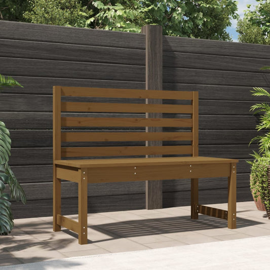 Solid Pine Wood Garden Bench - Honey Brown, 109 cm