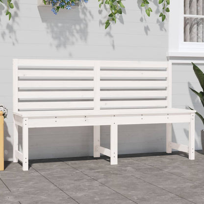 Elegant White Solid Pine Wood Garden Bench, 157.5 cm